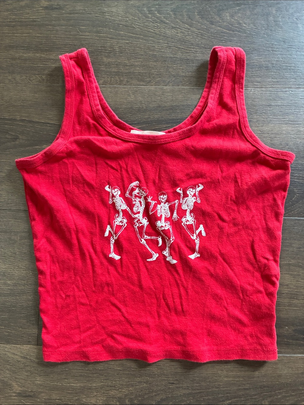 Red Obsessive Love Skeleton Graphic Tank Top